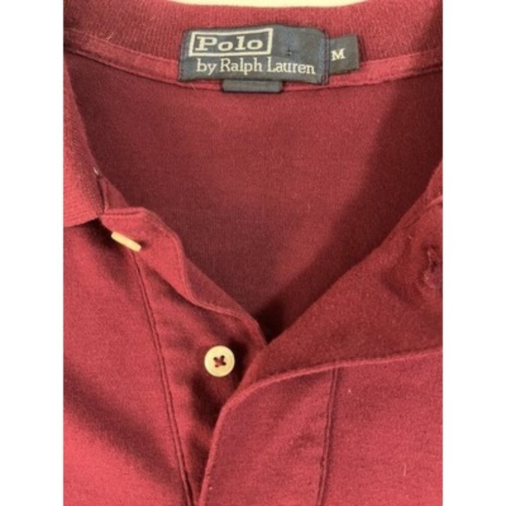 Polo Ralph Lauren Medium Dark Red Maroon Burgundy Mens Polo Logo Shirt